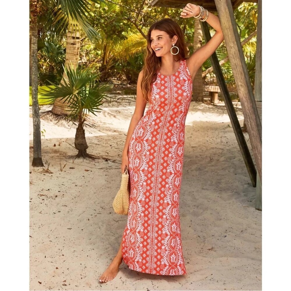 Lilly Pulitzer Ulla Maxi Dress Flamingo Feather Harbour View Engineered Size XL
